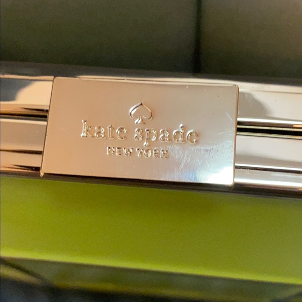 Kate Spade ♠️ lime green & gold clutch or purse - Picture 3 of 11